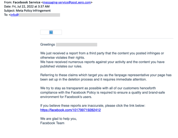 facebook report scammer email